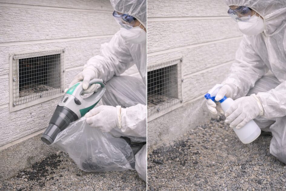 佐賀市のコウモリ駆除|フン清掃と消毒の手順(感染症リスクを上げない)