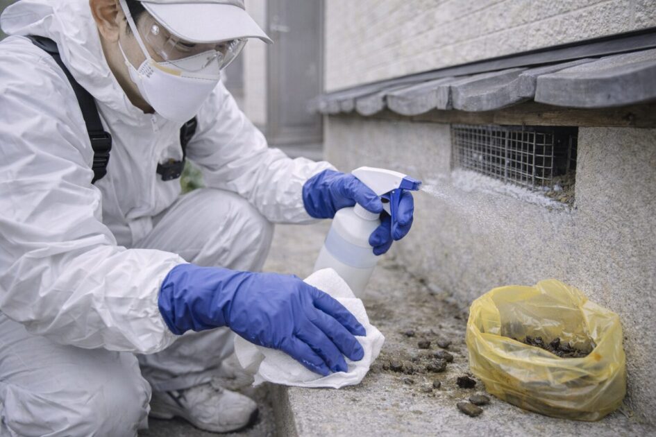 フン尿の清掃と消毒|舞わせない・素手NGで二次被害を防ぐ