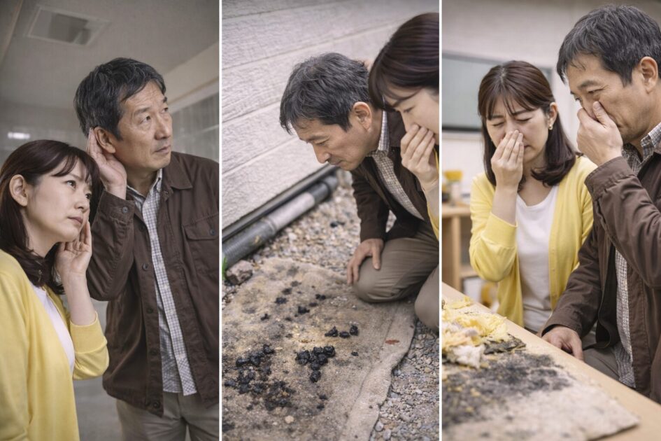 宮城県のハクビシン駆除の前に確認｜被害を疑うサイン（音・フン・臭い）