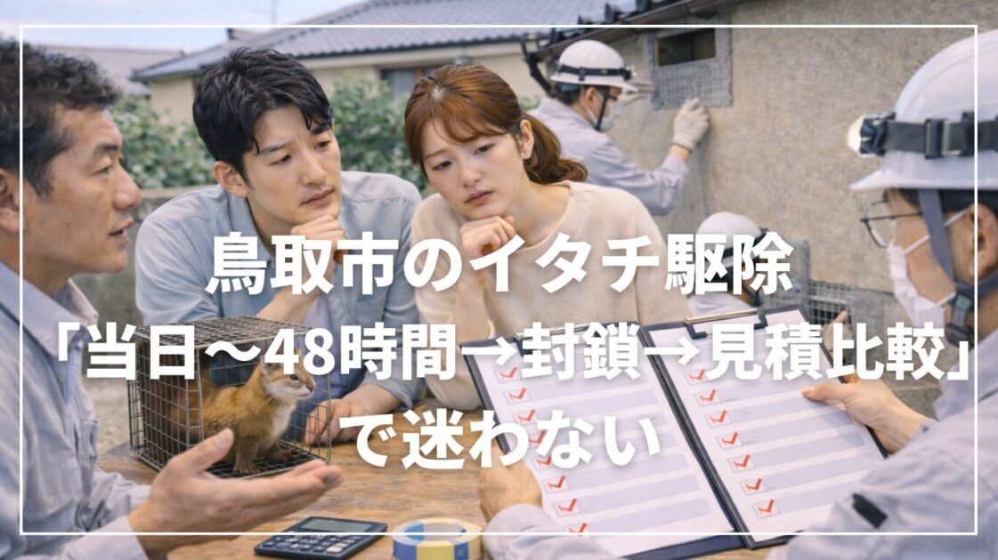 鳥取市のイタチ駆除は「当日〜48時間→封鎖→見積比較」で迷わない