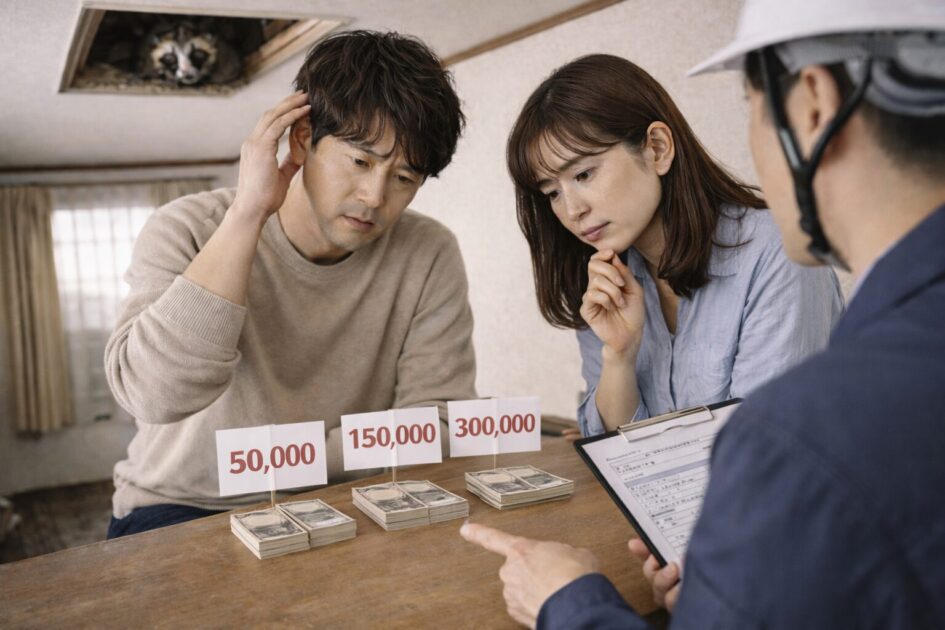 ハクビシン天井裏駆除の費用目安｜5万〜30万円で変動する理由