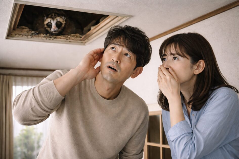 ハクビシンが天井裏にいるサイン｜音・足音・鳴き声・フン・におい