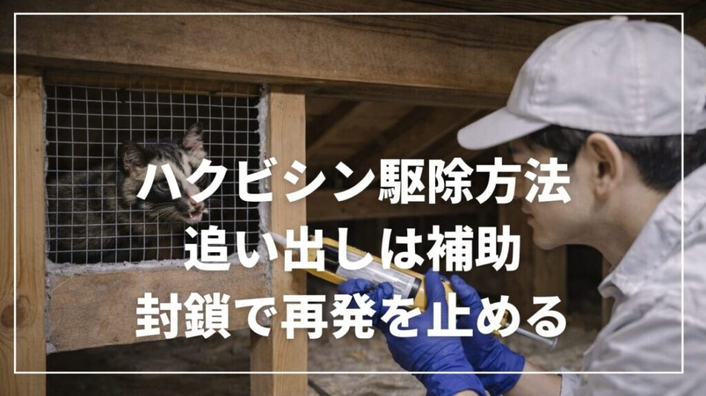 ハクビシン駆除方法|追い出しは補助、封鎖で再発を止める