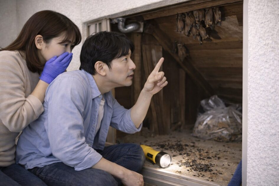 堺市でコウモリ被害を疑うサイン｜音・フン・臭い・出入り口