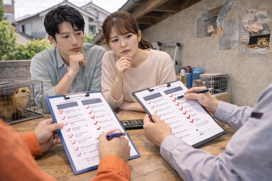 イタチ 駆除 岡山の業者比較｜同条件見積のチェックリスト