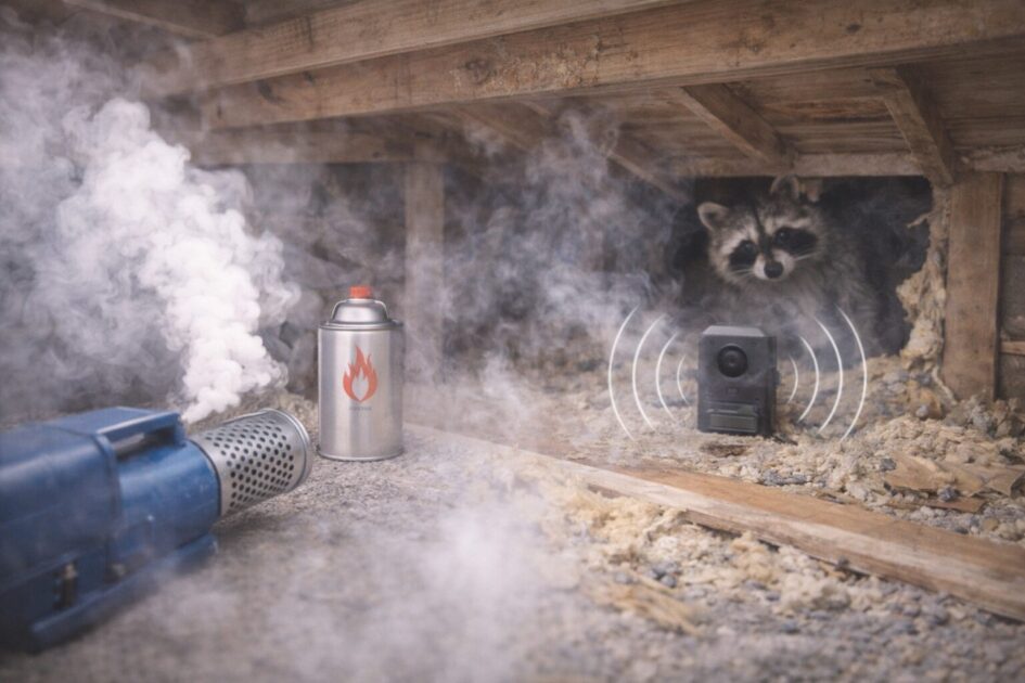 アライグマ駆除｜忌避剤・燻煙剤・超音波は効く？「追い出し単発」の落とし穴