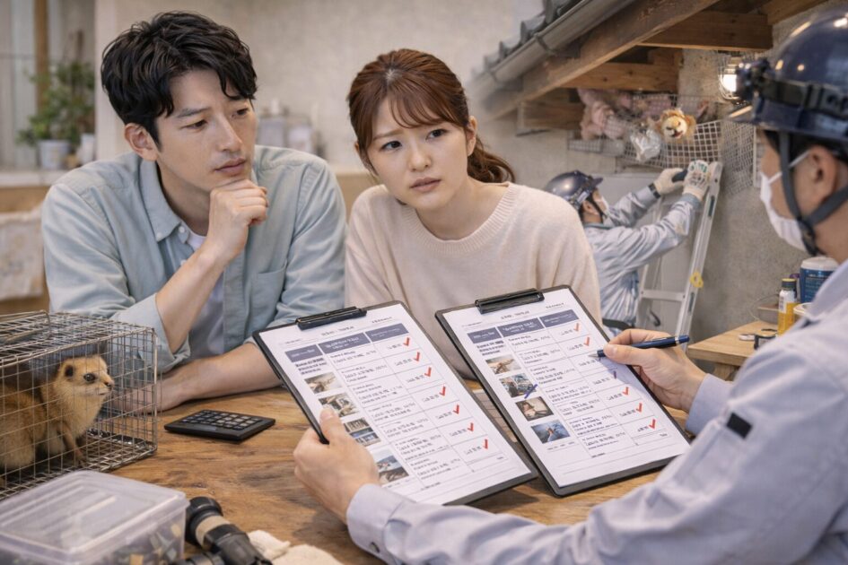 岡山のイタチ駆除の費用相場｜封鎖・清掃まで含めた見方