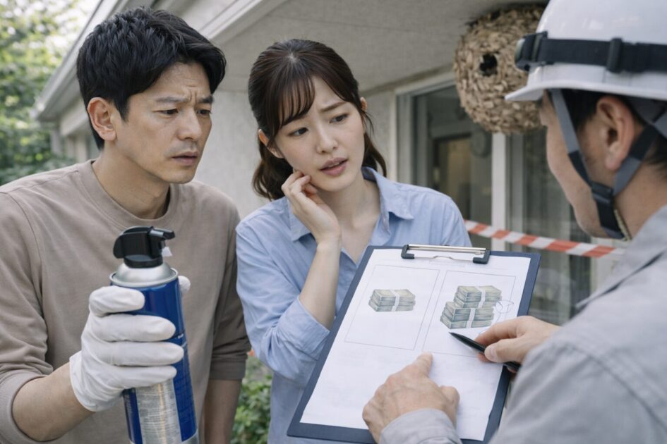 スズメバチ駆除の費用相場｜スプレーで済む/業者が必要、で見方が変わる