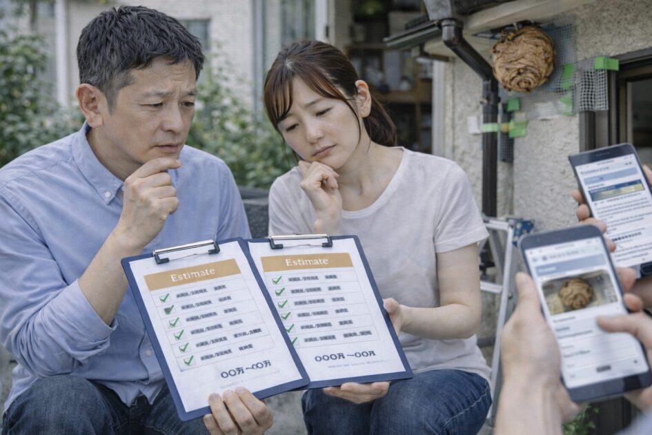 スズメバチ駆除の費用相場は別記事で確認｜見積もり記事は「条件」に集中