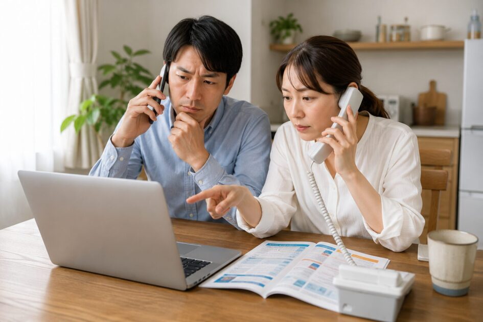 横浜市でゴキブリ駆除の相談先2候補を比較し、依頼先を検討する夫婦