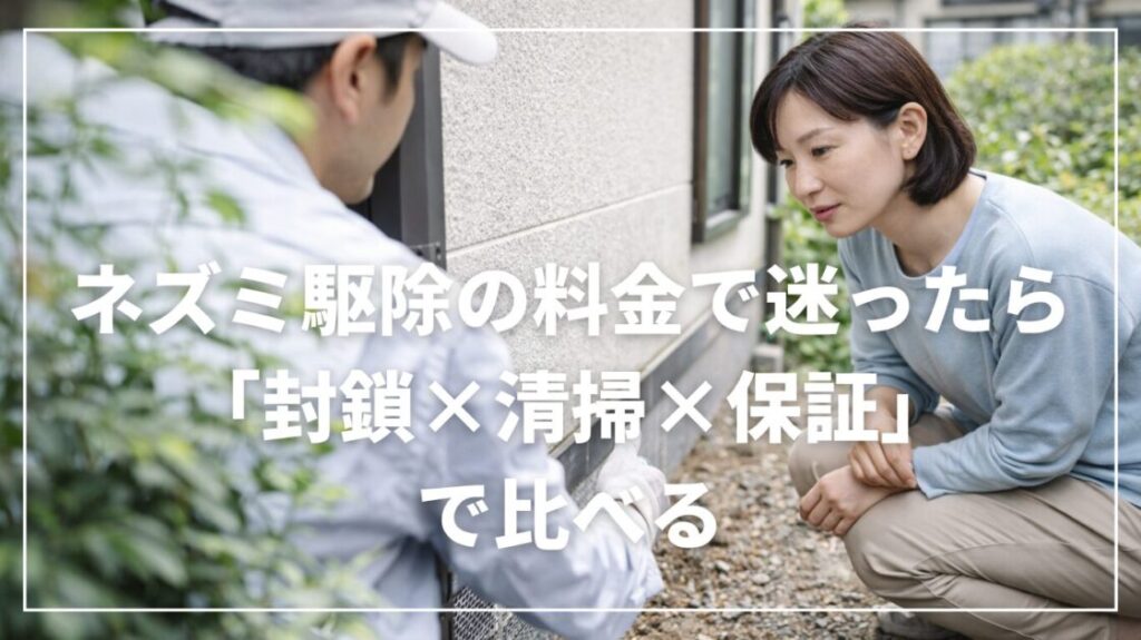 ネズミ駆除の料金で迷ったら「封鎖×清掃×保証」で比べる