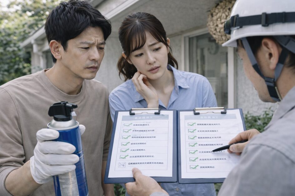 スズメバチ 駆除 スプレーで迷ったら｜業者比較と同条件見積チェックリスト