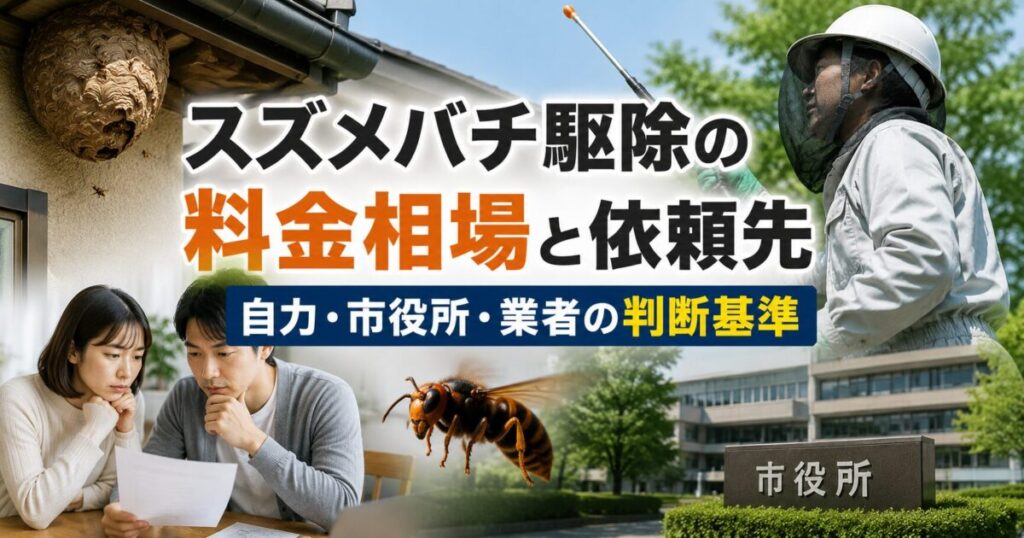 スズメバチ駆除の料金相場と依頼先｜自力・市役所・業者の判断基準