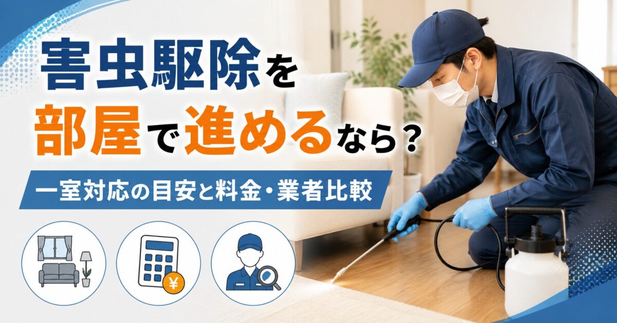 害虫駆除を部屋で進めるなら?一室対応の目安と料金・業者比較