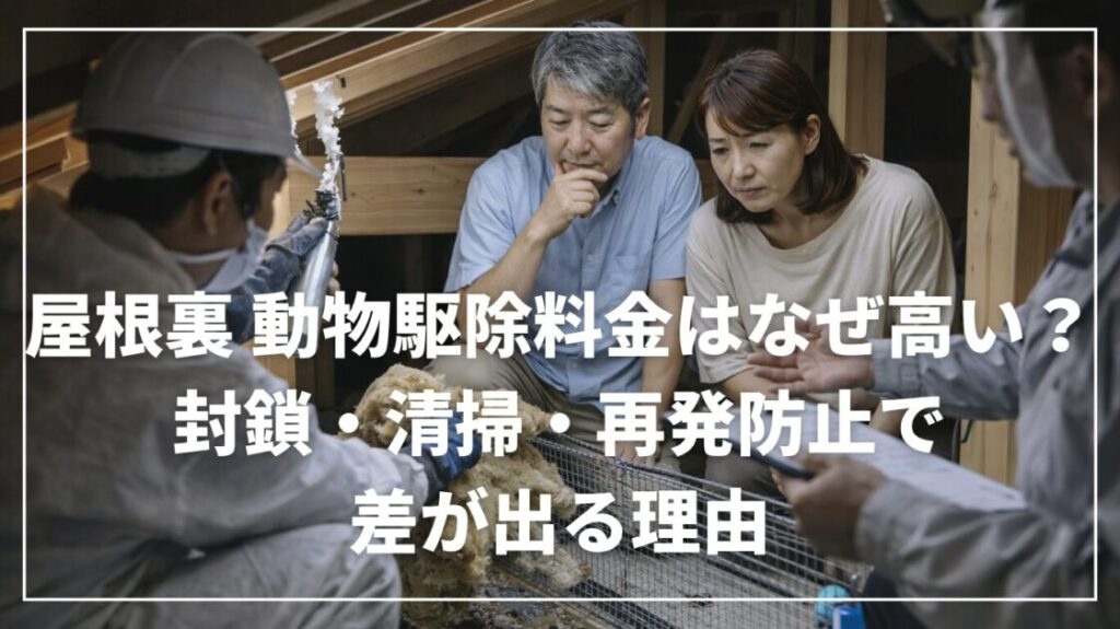 屋根裏 動物駆除料金はなぜ高い？封鎖・清掃・再発防止で差が出る理由