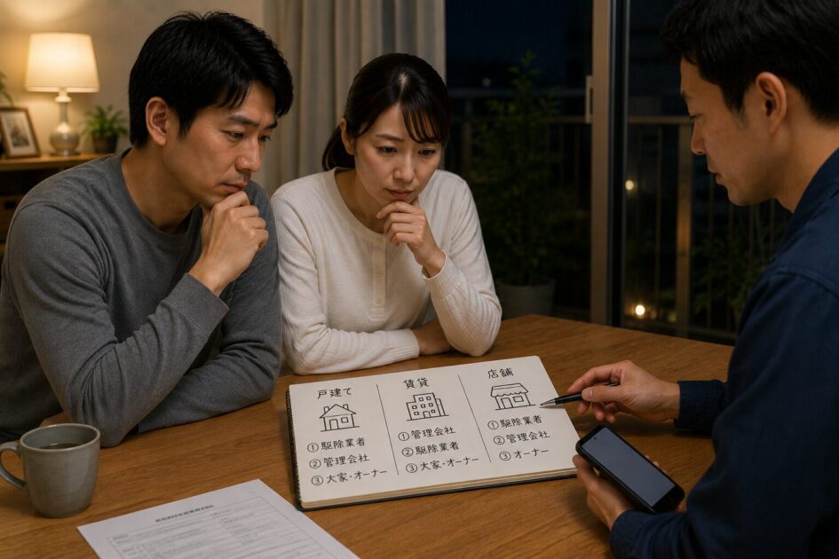 戸建て・賃貸・店舗で異なる深夜の連絡順