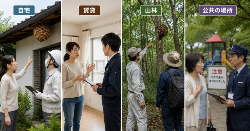 自宅・賃貸・山林・公共の場所で相談先を分ける