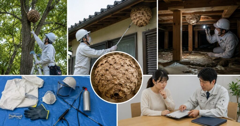 オオスズメバチ駆除の費用は巣の場所と作業範囲で変わる