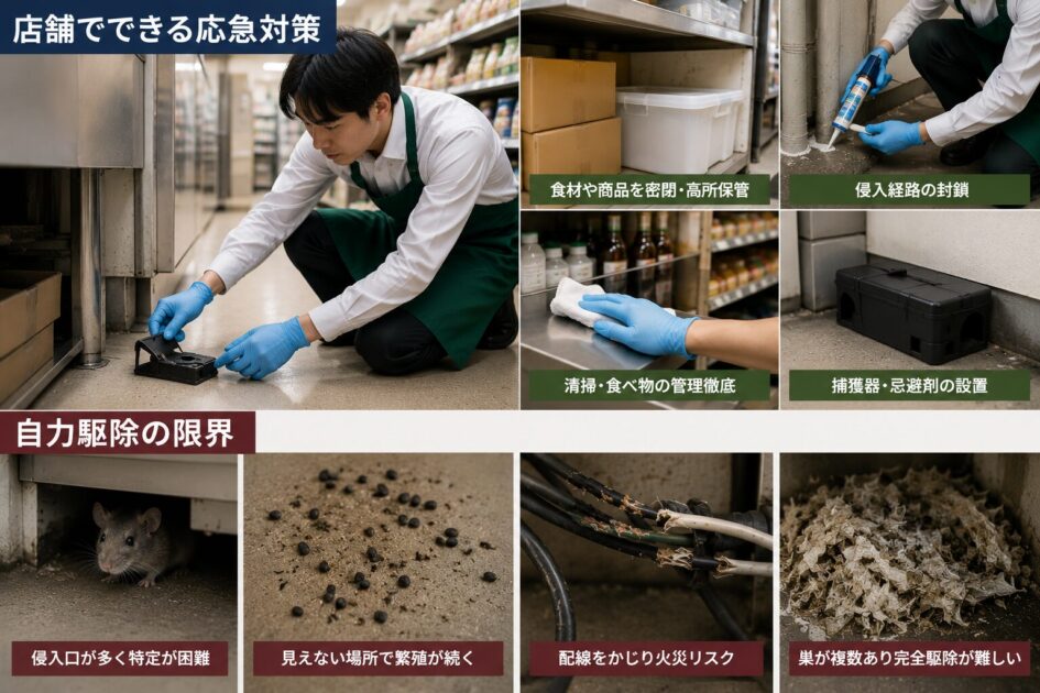 店舗でできる応急対策と自力駆除の限界