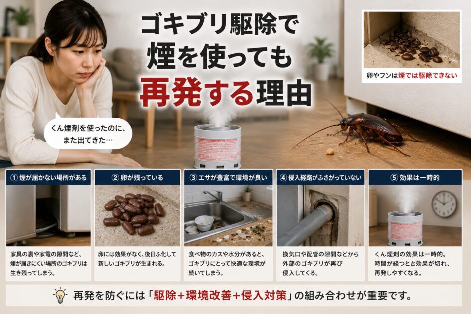 ゴキブリ駆除で煙を使っても再発する理由