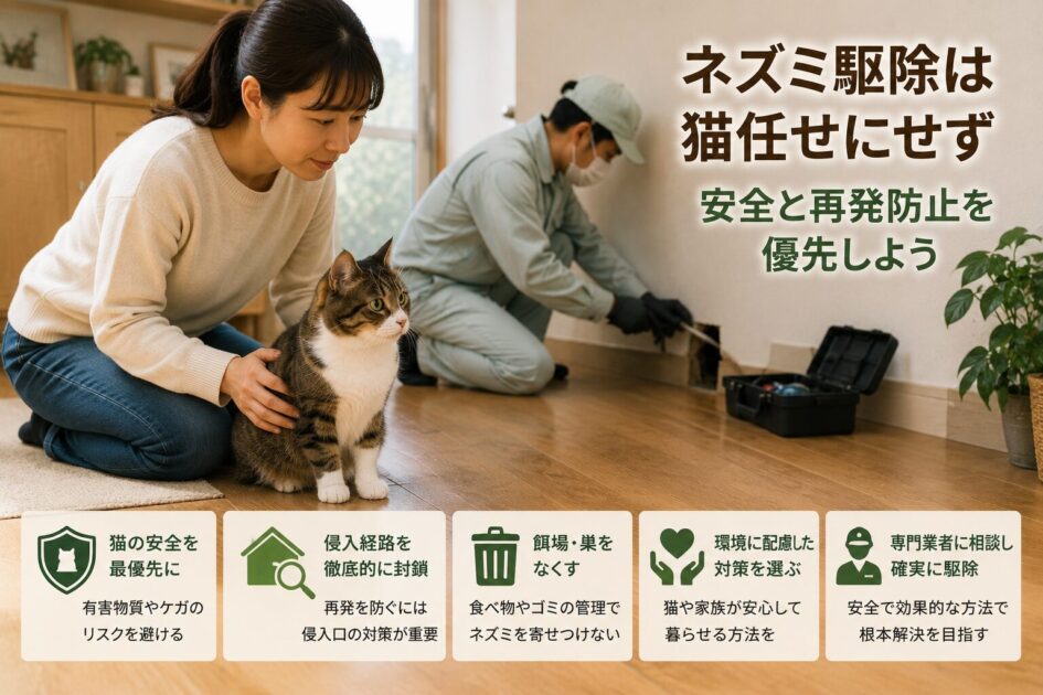 ネズミ駆除は猫任せにせず安全と再発防止を優先しよう
