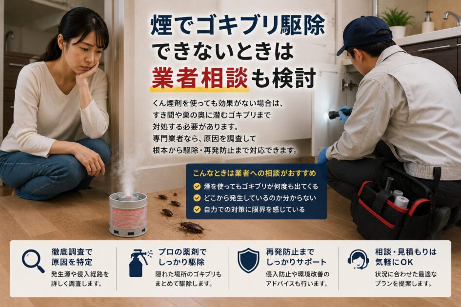 煙でゴキブリ駆除できないときは業者相談も検討