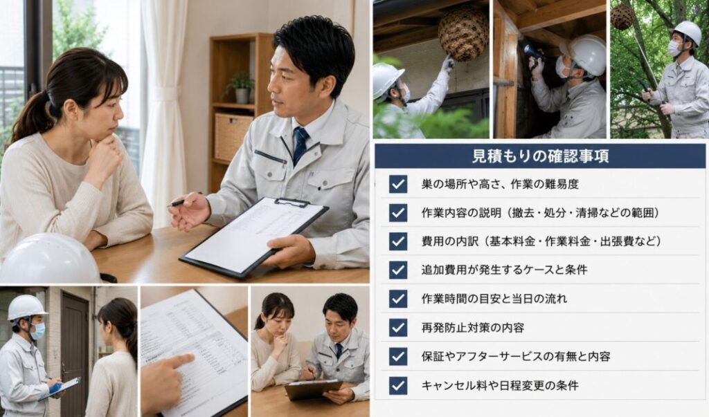 オオスズメバチ駆除を相談する業者と見積もりの確認事項