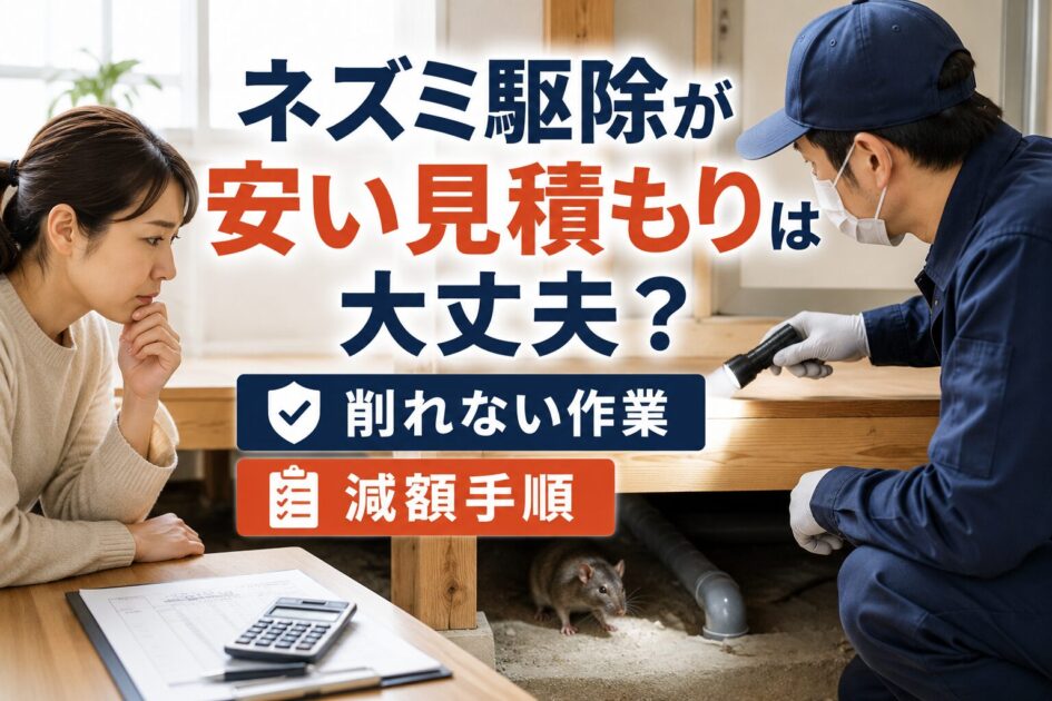 ネズミ駆除が安い見積もりは大丈夫？削れない作業と減額手順