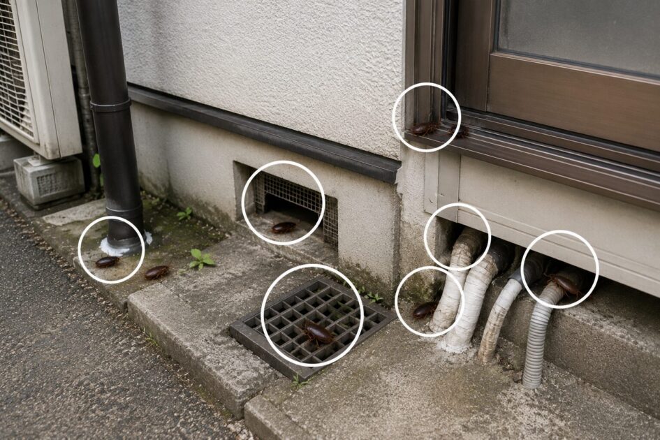 ゴキブリが屋外から入りやすい場所