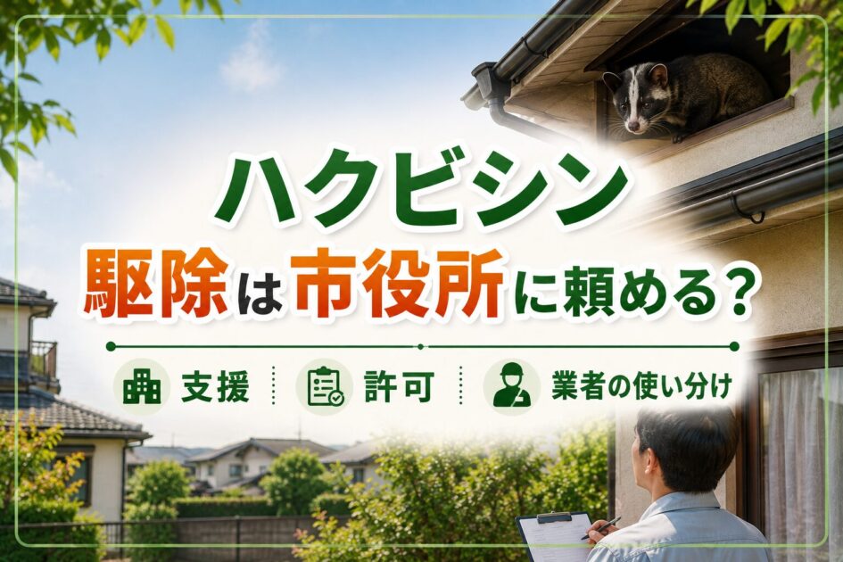 ハクビシン駆除を市役所へ相談できる範囲や支援、許可、業者の使い分けを紹介するアイキャッチ画像