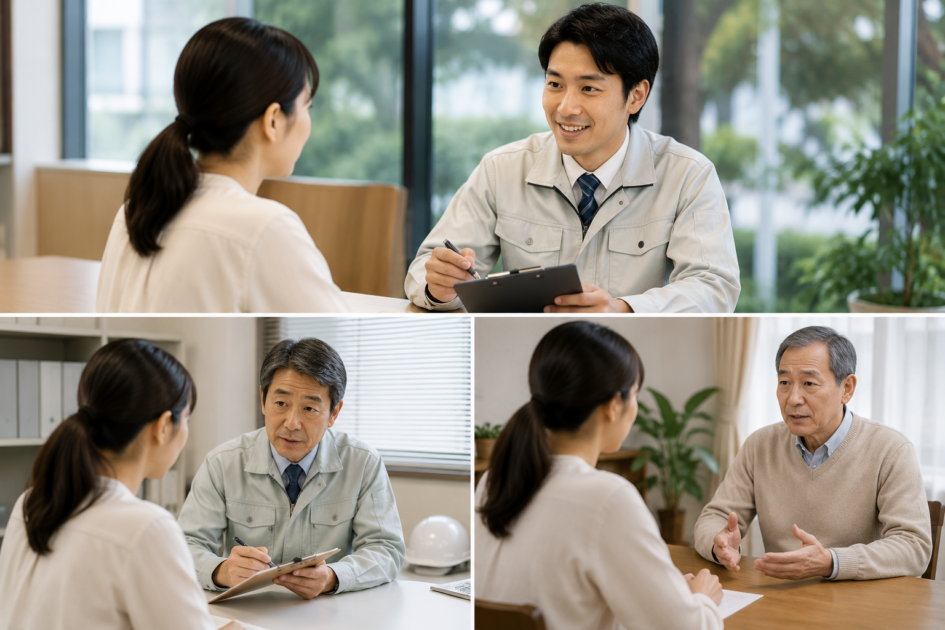 補助制度を確認した後、専門業者の相談先を比較検討する女性