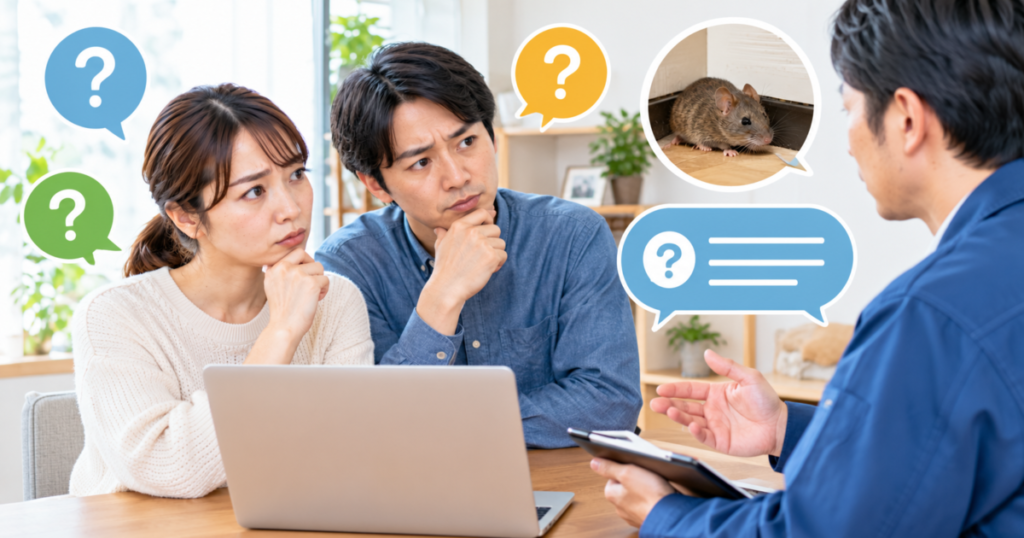 文京区のネズミ駆除について、費用や相談先、対応方法などの疑問を確認する女性